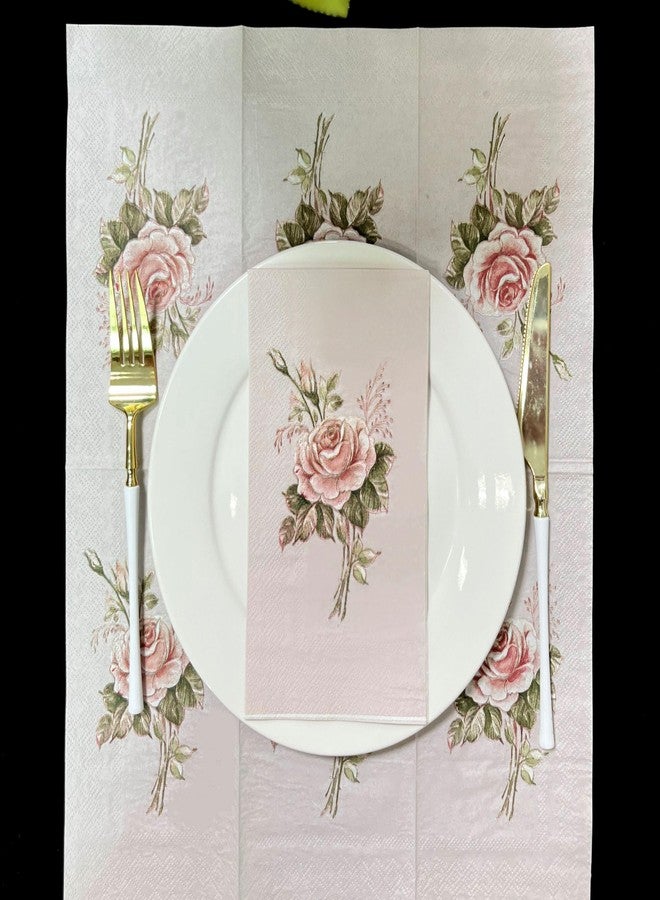 مجموعة مناديل ضيوف WRAPAHOLIC مكونة من 25 قطعة بتصميم زهور عتيق - مناشف يد للاستخدام مرة واحدة للضيوف، طبقتين، مناسبة للحمام، وحفلات الزفاف، وحفلات توديع العزوبية، وحفلات الشاي، وحفلات الحدائق، وحفلات أعياد الميلاد - 4.3 × 7.9 بوصة - Image 4